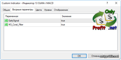 Индикатор 13 OsMA i MACD: настройки