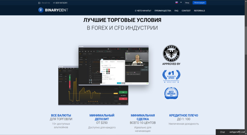 условия торговли у брокера Binarycent