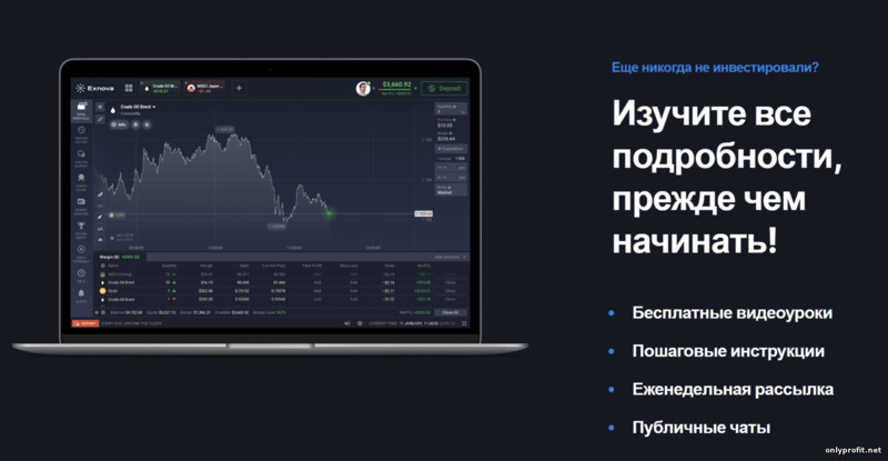 Обучающие материалы для начинающих трейдеров у брокера Exnova