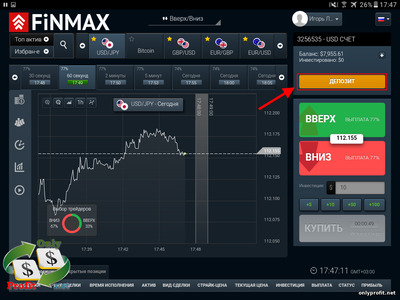 Мобильная платформа FiNMAX: пополнение счета