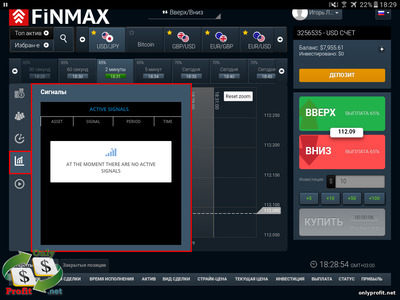 Мобильная платформа FiNMAX: сигналы